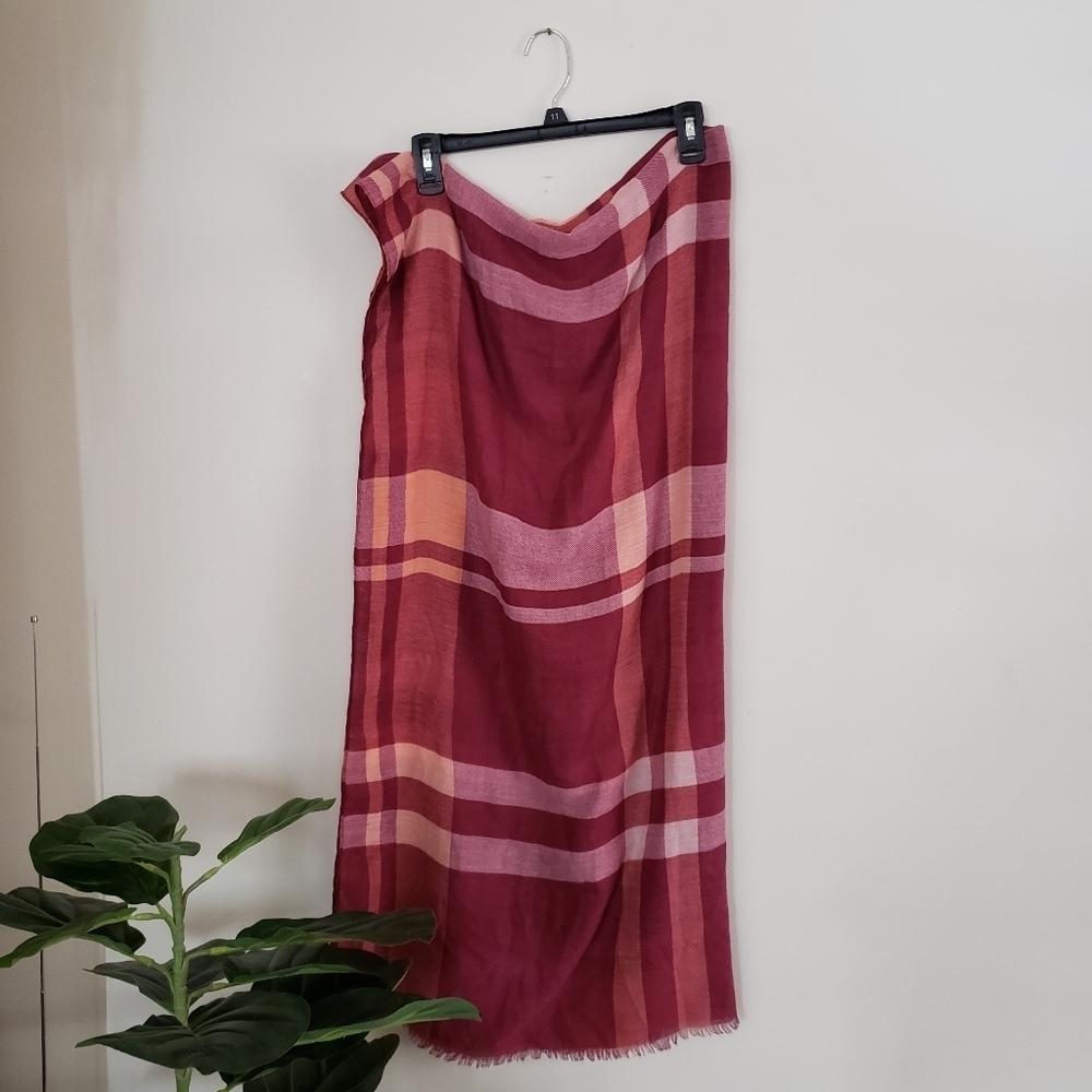 Blanket scarf, red color family. Sz 76x19 inches.